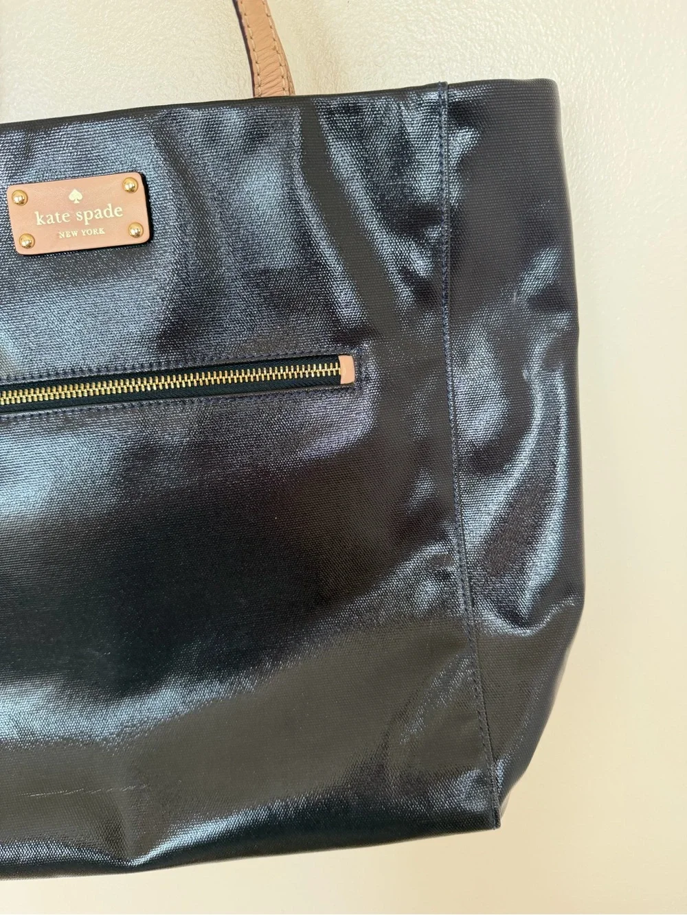 KATE SPADE NEW YORK KERRYN FULTON STREET PATENT LEATHER LARGE SHOPPERS TOTE